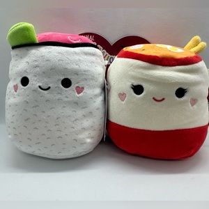 NWT 5” Shun the Sushi & Raisy the Ramen Valentine Squishmallow Set